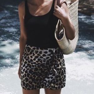 Zara Animal Print Leopard Ruffle Mini Skirt NWOT